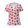 thumbnail image 2 of Fuzoiu Hand Drawn Strawberry Print Women's V-Neck T-Shirt,Women's Short Sleeve Top, Comfortable for Work, Leisure, and Sports, 2 of 7