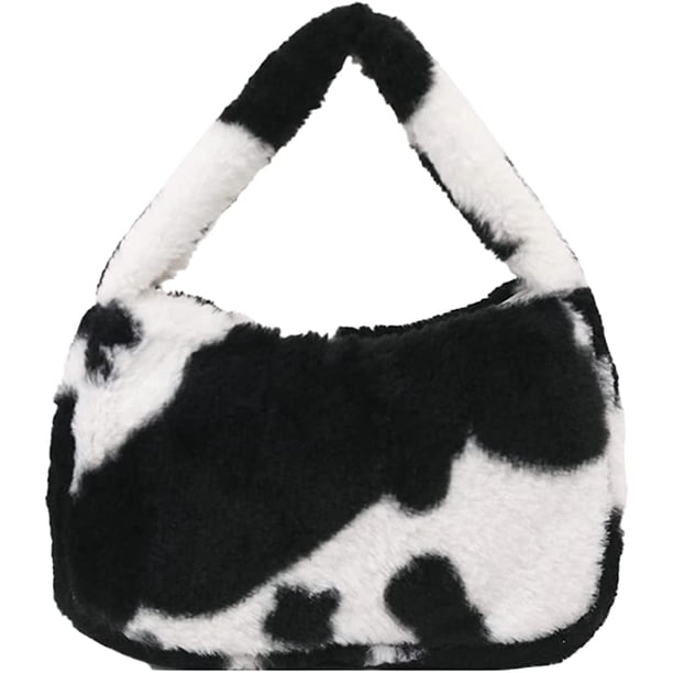 LHSHID Women Tote Bag Small Cozy Fuffy Faux Fur Plush Handbag Trendy Quilted Casual Winter Soft Purse