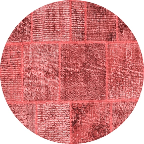Ahgly Company Indoor Round Patchwork Red Transitional Area Rugs, 4' Round