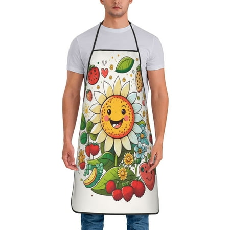 

Unisex Children Lovely Strawber Sunny And Positivery Small Flowers unisex apron No shrinkage no wrinkle waterproof