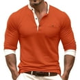 thumbnail image 2 of Delliss Men's Fall Long Sleeve Button Top Solid Color Basic Stylish Blouse Red XXXL, 2 of 3