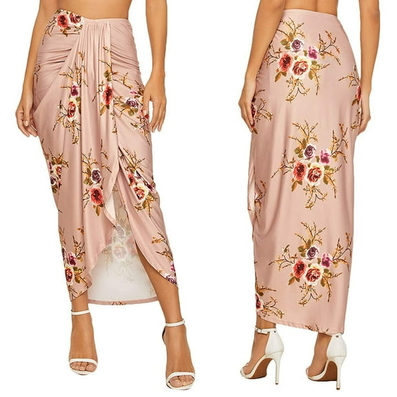 Aayomet Women'S High Waist Skirt Women's Soft Knit Maxi Skirt,Pink XXL