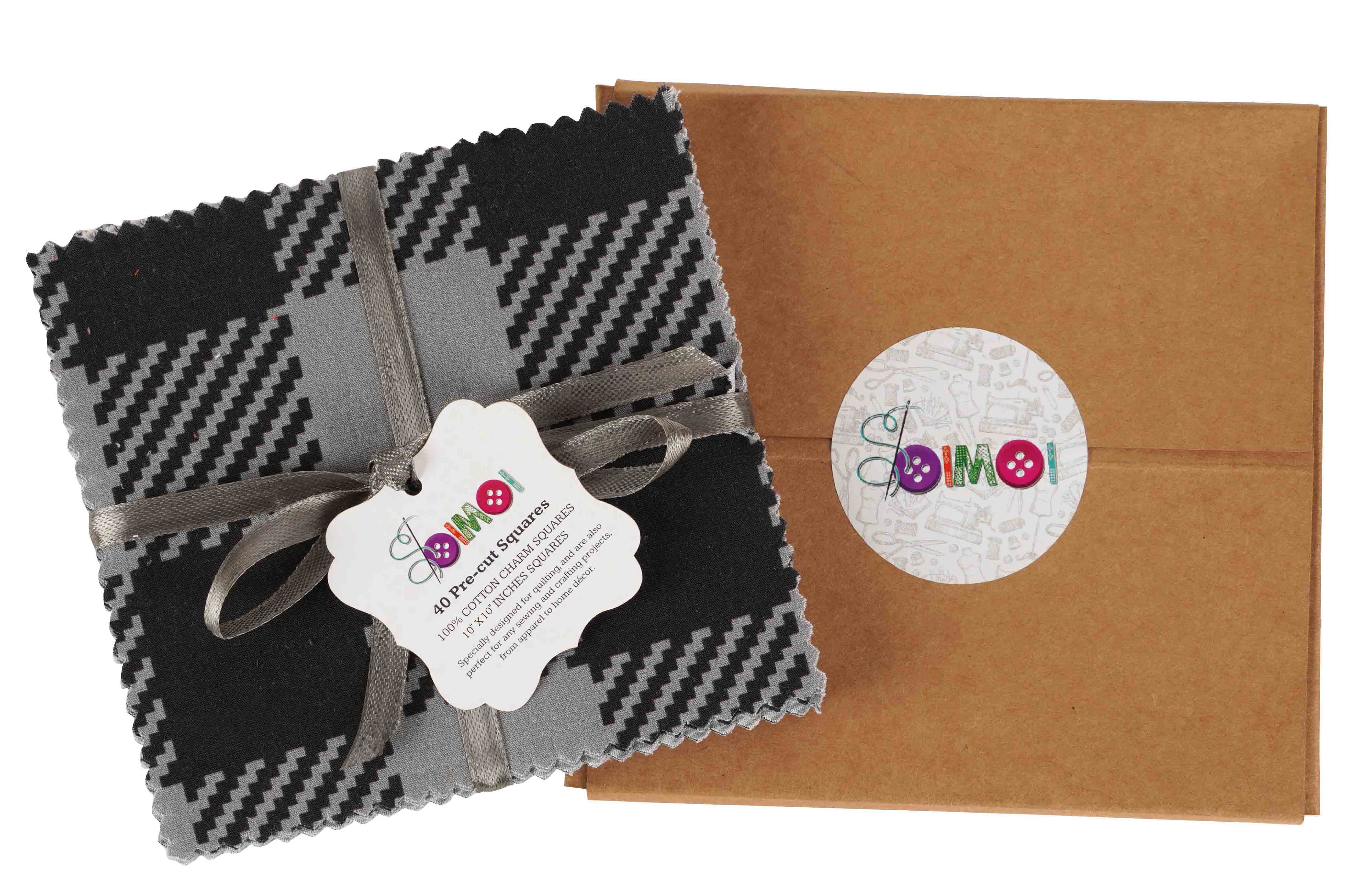 Soimoi Lumberjack Print Precut 10-inch Cotton Fabric Quilting Squares Charm Pack DIY Patchwork Sewing Craft