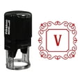thumbnail image 1 of Printtoo V Alphabet Monogram Initial Square Swirl Border R-40 Office Stationary Self Inking Rubber Stamp, 1 of 3