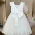 thumbnail image 5 of Gubotare Dress for Baby Baby Girls 1st Birthday Outfit Daisy Tulle Dress Headband Summer Ruffle Sleeve Cake Smash (White,Size 18-24 Months), 5 of 5