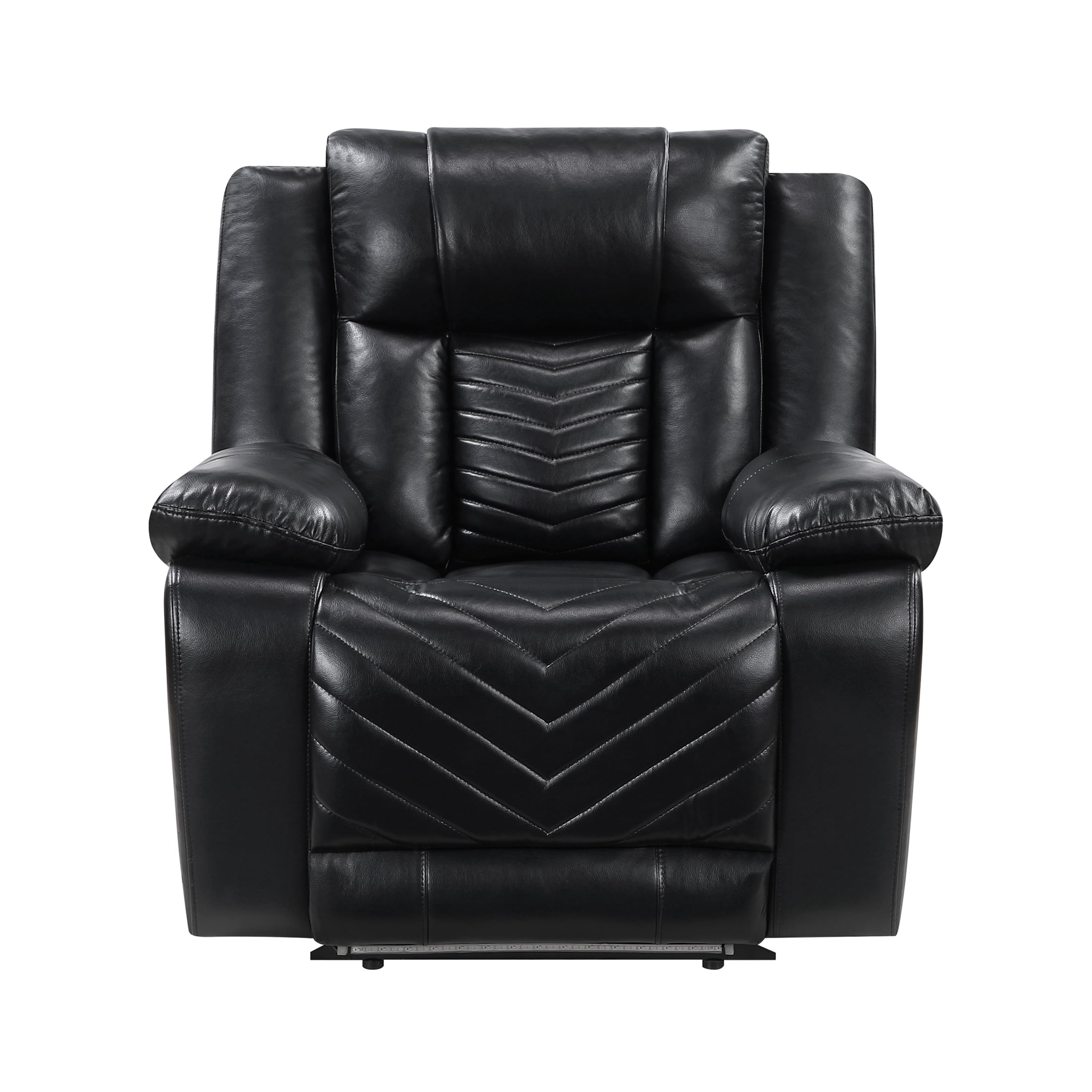 OakvillePark Orinthal Faux Leather Power Reclining Chair with LED and Charging Ports, Black