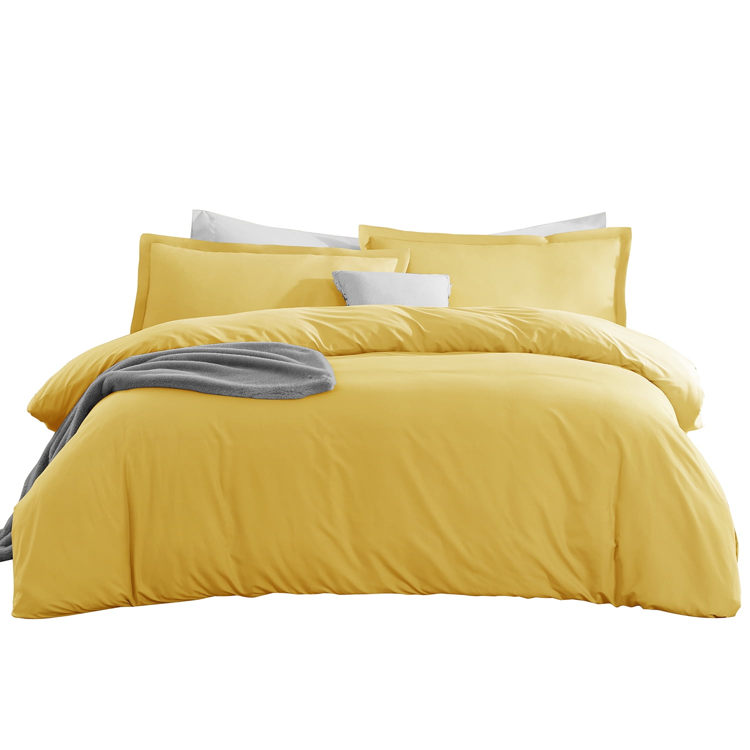 LammaLoe Twin Duvet Cover Set, Luxury Microfiber 2 Piece Bedding Sets with Pillow Sham, Yellow