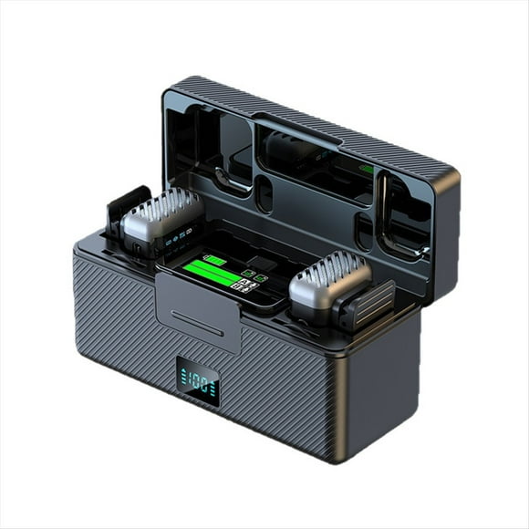 Micrófono de Solapa Inalámbrico con Reducción de Ruido y Reverberación con un Solo Botón y Ajuste de Volumen de 3 Niveles.