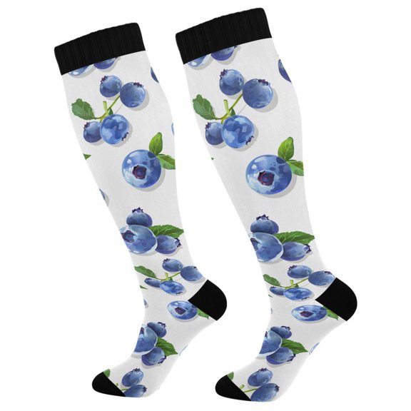 joogoo Blueberry Fruits Socks Women Men Knee High Sock