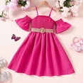 thumbnail image 2 of NIEWTR Robe Trapèze Mignonne pour Fillette Tout-Petit à Manches Courtes avec Jupe à Volants Contrastée pour Fête (Rose Vif, 8-9 Ans), 2 of 4