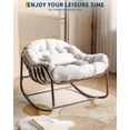 thumbnail image 4 of Wicker Egg Patio Rocking Chair, Indoor & Outdoor Papasan Lounge with Thick Olefin Cushion, 300LBS Capacity All-Weather Rattan Rocker for Porch & Bedroom, 4 of 6