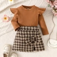thumbnail image 3 of LYHaoo Stylish Fall And Winter Long Sleeve Outfit For Toddler And Little Girls Cozy Two Piece Playwear Girls Outfit Sets Sizes 12-18 Months(Brown), 3 of 6