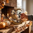 thumbnail image 6 of romoty Halloween Wooden Ghost Swing Decor, Witch Hat Ghost on Moon Swing 5.91 Inch Floral Tabletop Statue Figurine for Fireplace Mantel, 6 of 8