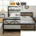 thumbnail image 3 of 4 EVER WINNER Queen Size Bed Frame, Rustic Metal Bed Frame with 51" Wood Headboard, 12.2" Under-bed Storage Space, Gray, 3 of 7