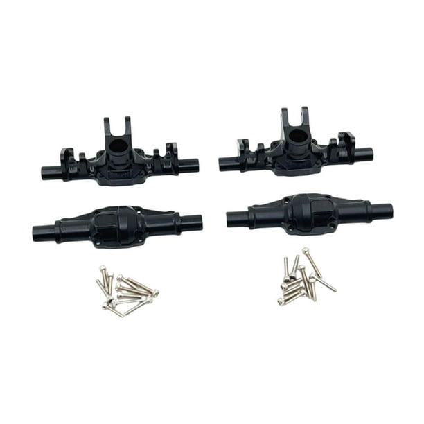 Carcasas de eje delantero y trasero RC de fácil instalación, resistentes, de aluminio, modificadas para bricolaje para actualización de orugas SCX24 negro