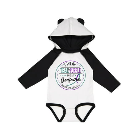 

Inktastic Suicide Prevention- I Wear Teal and Purple for My Godfather Gift Baby Boy or Baby Girl Long Sleeve Bodysuit