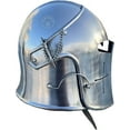 thumbnail image 2 of Medieval Barbuta Knight Helmet, Silver Steel, Templar Crusader Armour Helmet, 2 of 6