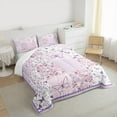 thumbnail image 3 of Manfei Cute Butterflies Bedding Comforter Set,Flying Animal Twin Comforter Sets,Purple White Checkered Bedding Set For Girls Kids,Super Cozy Room Decor,2-Piece, 3 of 8