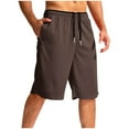 thumbnail image 2 of Men's Fitness Running Shorts Drawstring Elastic Waist Shorts Solid Zipper Pocket Beach Sports Shorts, 2 of 4