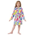 thumbnail image 6 of FORMRS Niños Bathrobe Unisex Hooded Robe Soft Plush Pajamas Sleepwear, Size 7-9T, Red Retro Shapes, 6 of 7