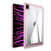 Back Case for iPad Pro 12.9 2022/2021/2020/2018, Slim Clear Transparent Back Cover with Shockproof Acrylic Back   Soft TPU Bumper Frame Anti-Fingerprint Lightweight, Pink