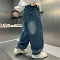 thumbnail image 6 of WMQPNNS Boys Baggy Jeans for Kids Boys Cargo Pants Size 7 Teen Casual Straight Wide Leg Cargo Jeans Y2K Loose Elastic Waist Denim Pants with Pockets(Size 8-9 Years, Blue-B), 6 of 8