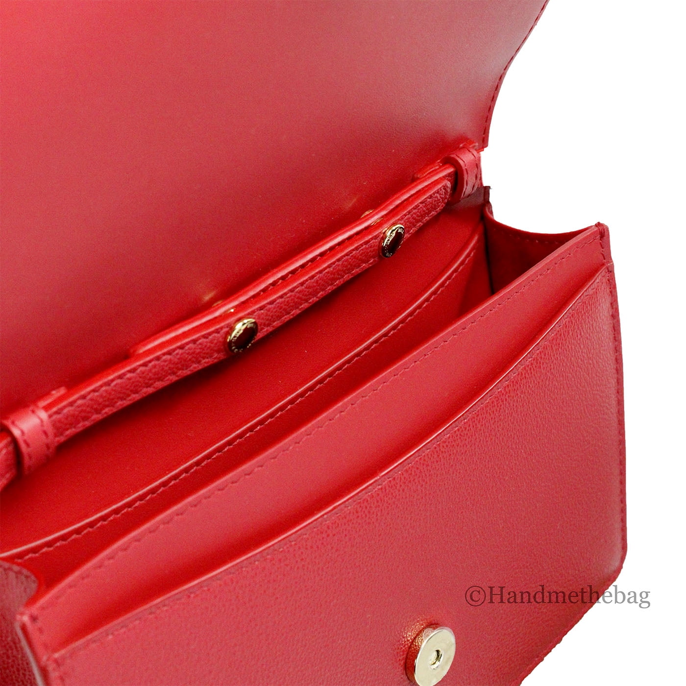 Burberry Hampshire Small Red Embossed Logo Smooth Leather