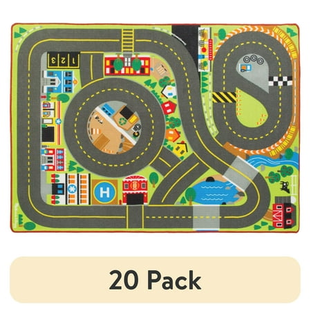 (20 pack) Melissa & Doug Jumbo Roadway Activity Rug, 4 Wooden Traffic Signs, 79"L X 60"W