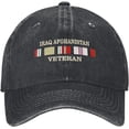 thumbnail image 2 of Afghanistan and Iraq Veteran Baseball Washed Cap Adjustable Unisex Print Hat Black, 2 of 6