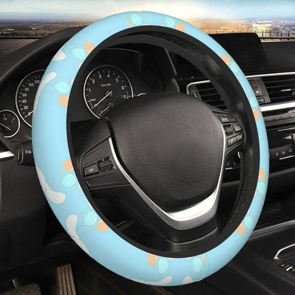 Gokiu Sanrio for Elastic Steering Wheel Cover Car Accessories Non-slip, Breathable and Sweat-Absorbent Fits 15 inch car steering wheel for Both Men and Women