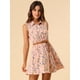 thumbnail image 2 of Día de San Patricio Vestido Sin Mangas Con Cinturón Estampado Por Encima De La Rodilla Con Media Tapeta Para Mujer Floral rosa claro, azul S, 2 of 6
