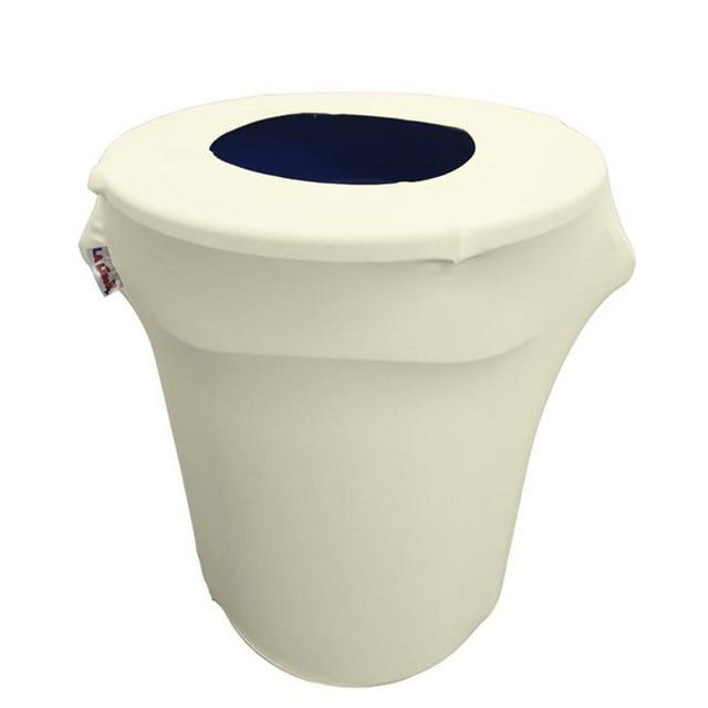 SpandexCover32G-IvoryX25 Stretch Spandex Poubelle Peut Couvrir 32 gal Rond & 44; Ivoire
