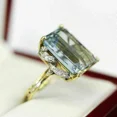 thumbnail image 3 of 3Ct Emerald Lab-Created Aquamarine Women's Solitaire Ring 14K Yellow Gold Plated, 3 of 5