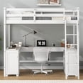 thumbnail image 2 of Full Size Loft Bed with U-shaped Desk, Drawers and Storage Shelves, Solid Wood Loft Bed Frame with Ladder and Full Guardrail for Boys Girls Teen Adults Bedroom, No Box Spring Required, White, 2 of 7
