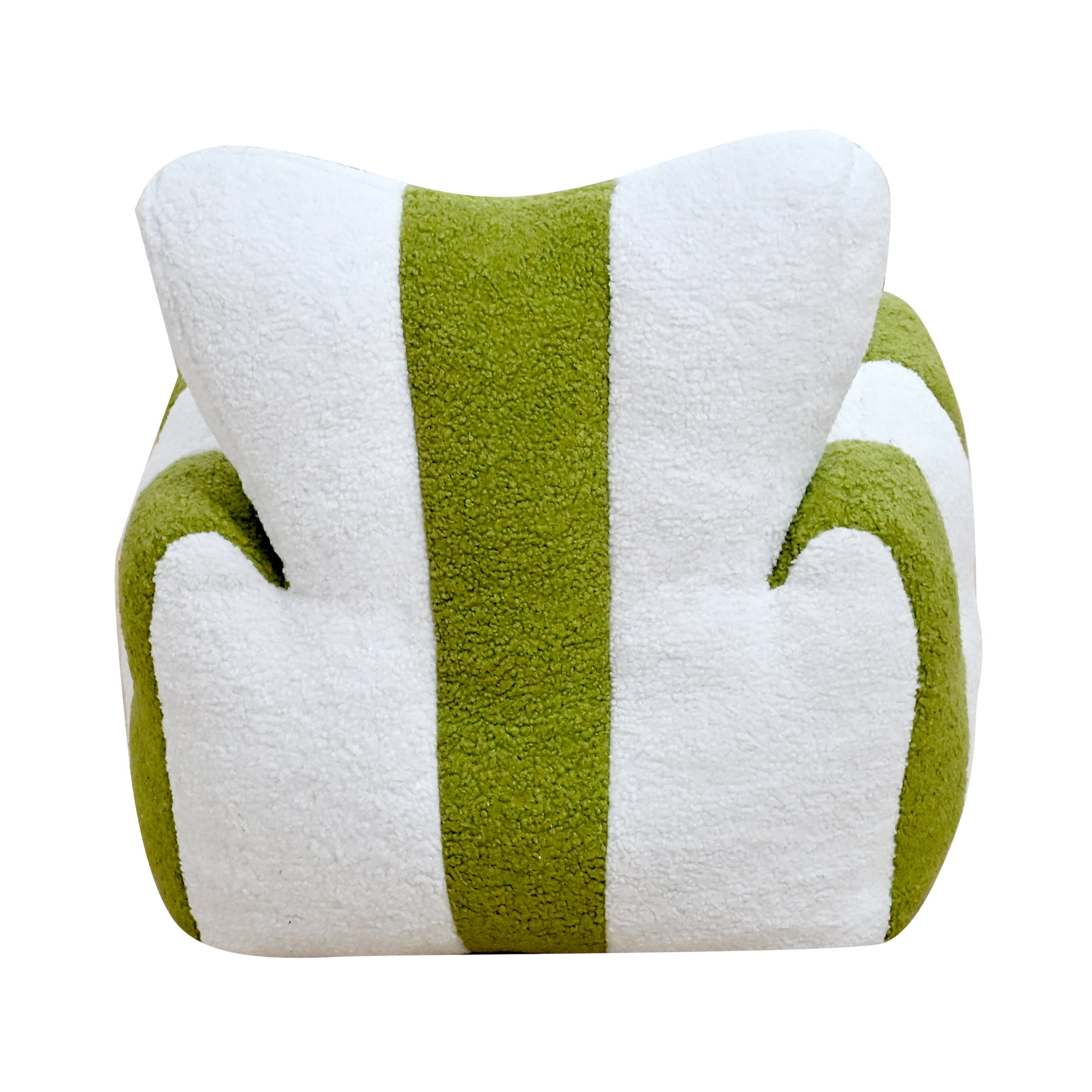 Leumius Bean Bag Chair,Comfy Teddy Beanbag Chair with a Color-Block and Heart-Shaped Backrest,Large Reading Chair for Living Room, Bedroom, ApartmentWhite+Green
