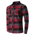 thumbnail image 2 of Hat and Beyond Mens Checkered Long Sleeve Button Down Urban Fashion Flannel Shirt, 2 of 4