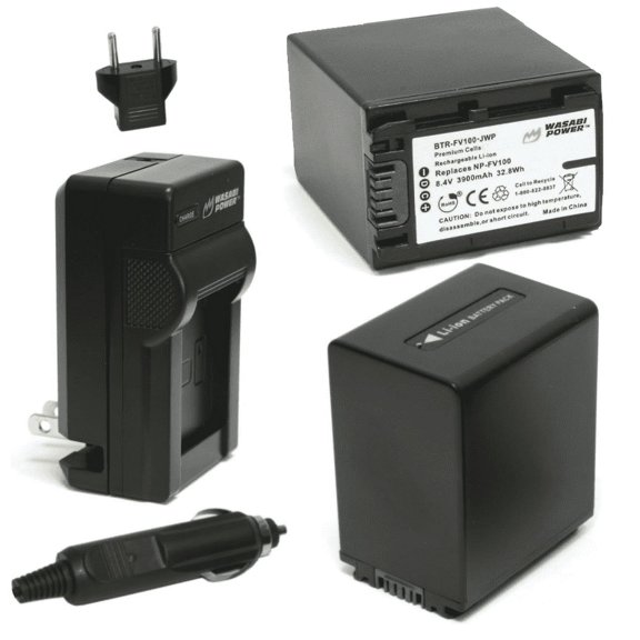 Wasabi Power Battery (2-Pack) and Charger for Sony NP-FV100