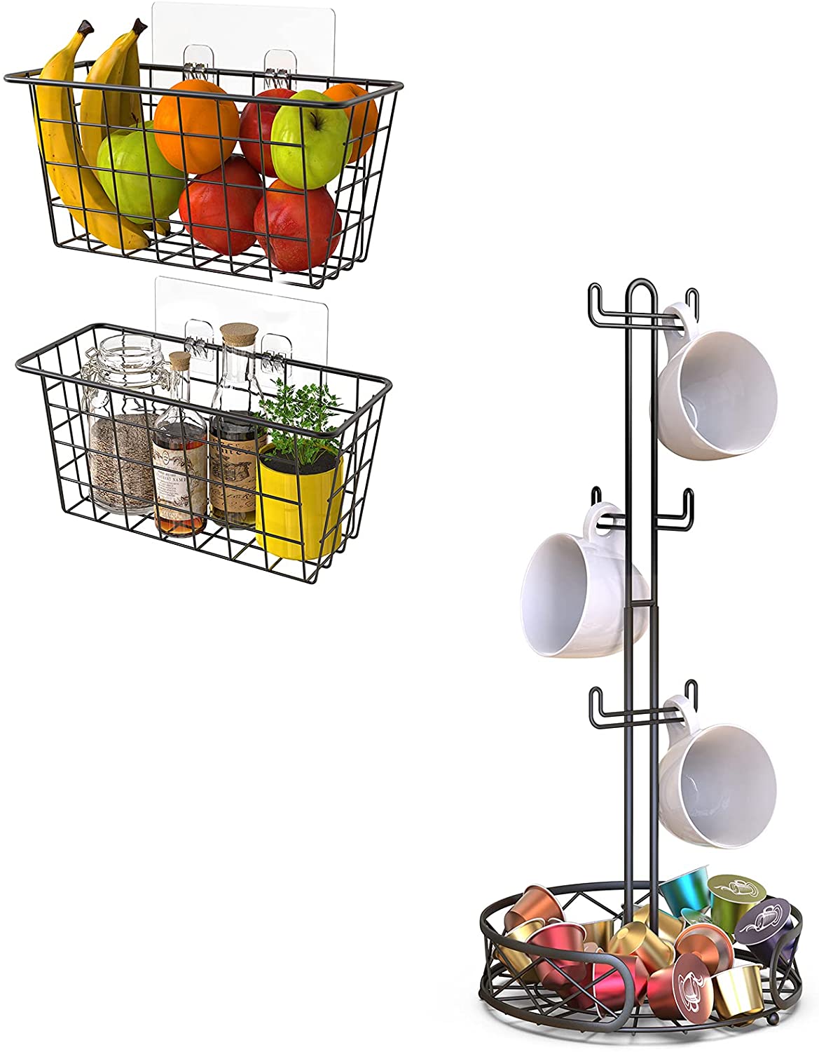 WEIS Adhesive Wire Basket 2 Pack & Coffee Mug Tree Walmart Canada