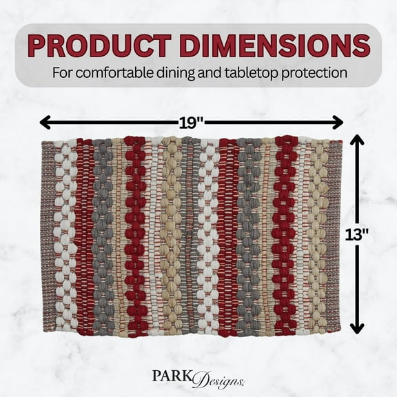 Park Designs Gray Farmhouse Holiday Chindi Placemat Set of 4