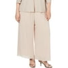 Alex Evenings Womens Plus Pull On High Rise Wide Leg Pants Taupe 1X