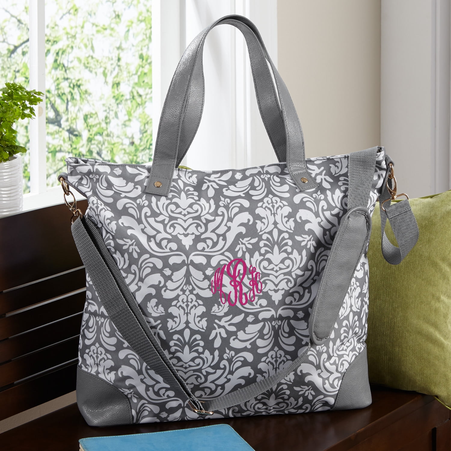 Blue Damasks Design Personalization Custom Gym Bag
