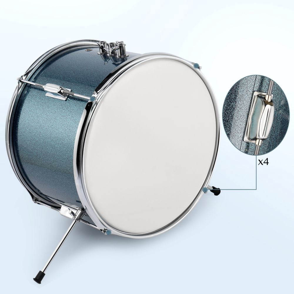 3-Piece Kid Drum Sets for Beginners, 14 inch Junior Drum Kit with Bass Drum, Tom-Tom Drum, 10" Cymbal, Bass Pedal & Round Drum Stool, Sky Blue