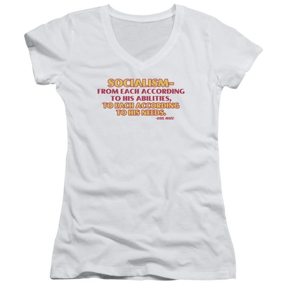 - Socialism - Juniors Cap Sleeve V-Neck Shirt - Small