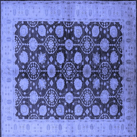 Ahgly Company Machine Washable Indoor Square Oriental Blue Industrial Area Rugs, 5' Square