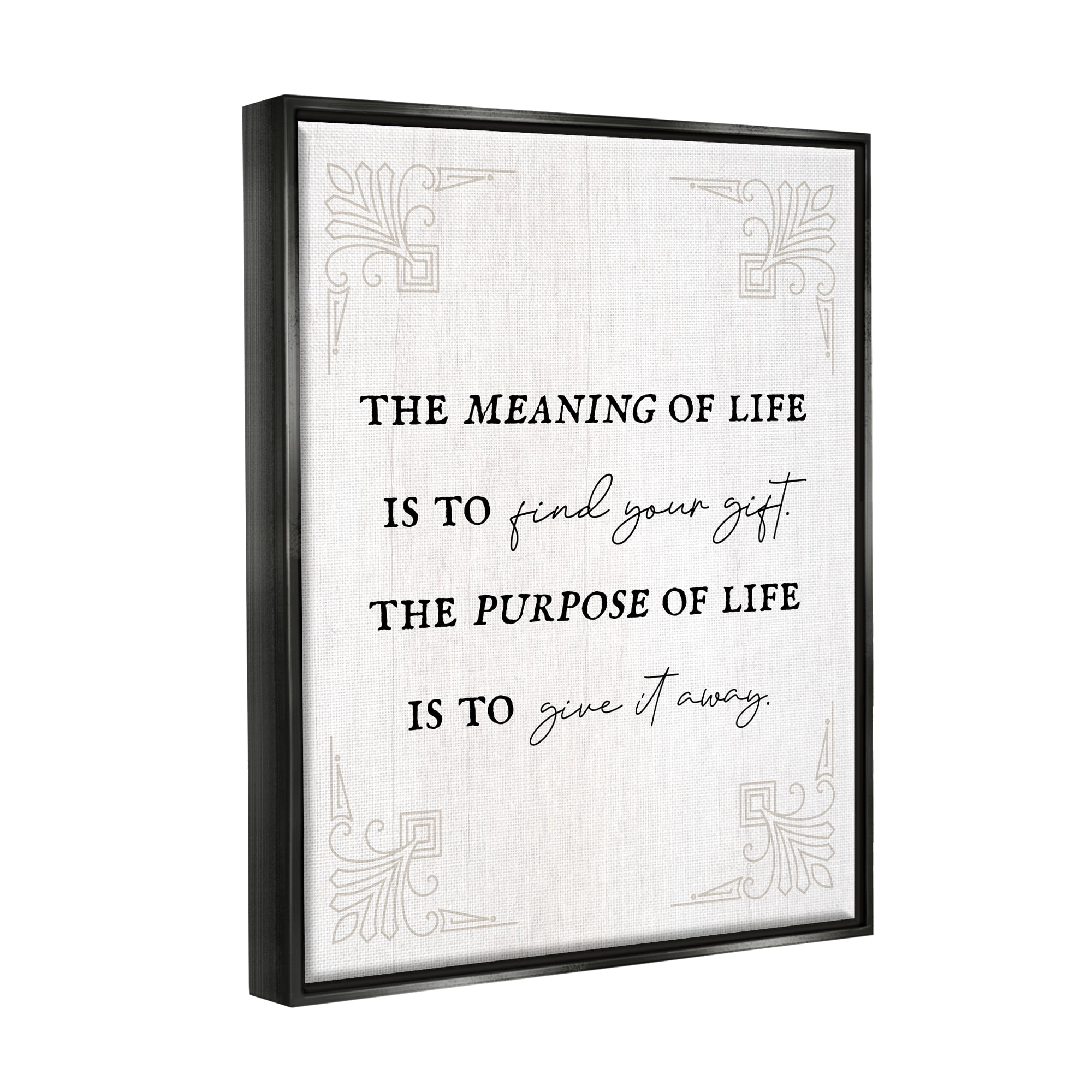 Stupell Industries Find Your Gift Phrase Inspirational Painting Black Floater Framed Canvas Art Print Wall Art, 25 x 31