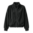 thumbnail image 2 of BXJX Girls Fleece Jackets, Long Sleeve Casual Stand Collar Zip‑Up Outerwear with Pockets Black Size 12-13 T, 2 of 9