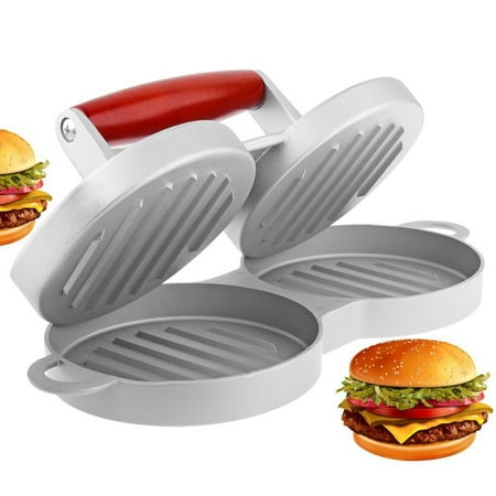 Meigar Burger Press Double Holes Aluminum No-stick Coating Meat Press Hamburger Patty Maker Kitchen Tool (2 (Best Meat For Hamburger Patties)