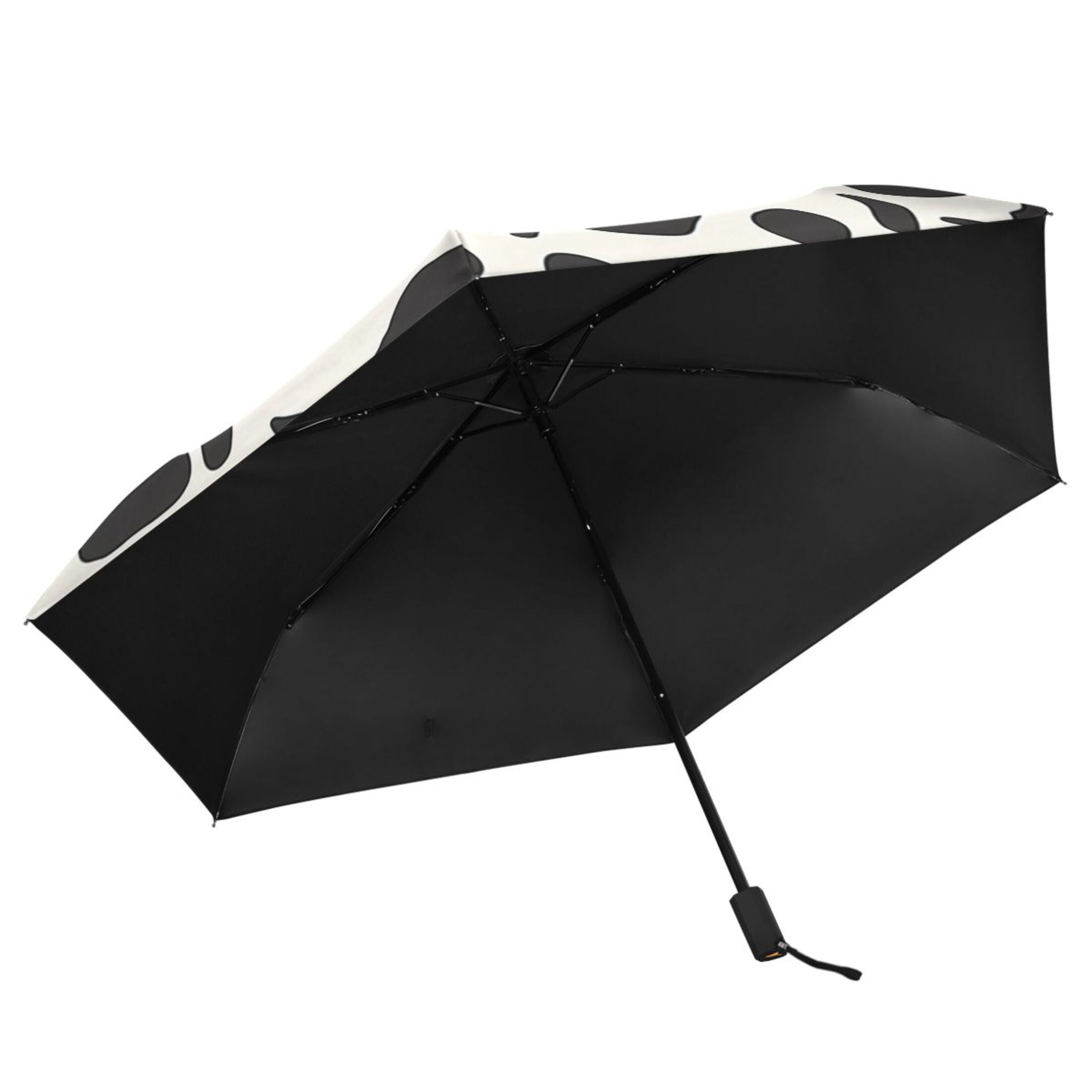 Cow Spots All Weather Umbrella Triple Folding Parasol 6 Ribs UV Protection Portable