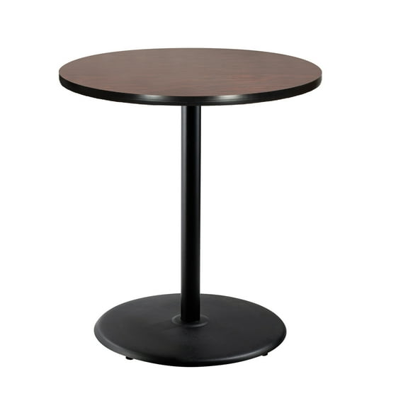 Hampden Furnishings Bennet Collection Steel Frame 36" Round Top, Round Base, 42" Height, Cafe Table, Black Frame/Mahogany Top