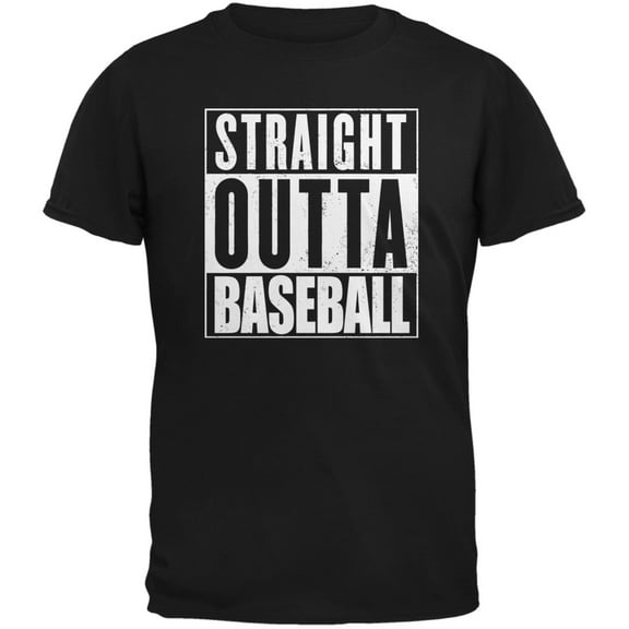 Straight Outta Baseball Black Adult T-Shirt - Small